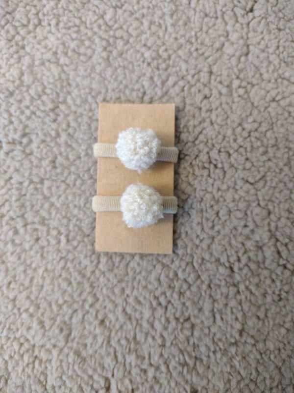 Haarelastiekjes Pompom Beige