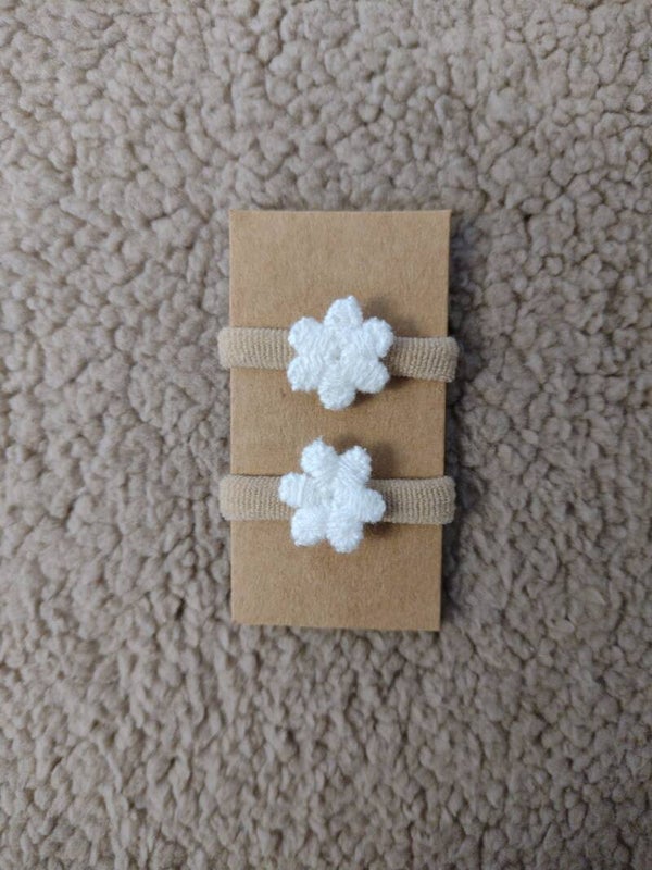 Haarelastiekjes Kleine Bloem Wit