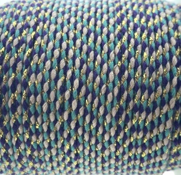 Ibiza koord goud blauw/paars/roze