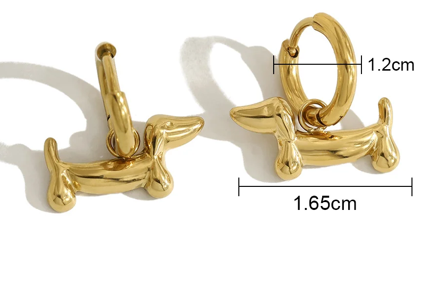 RVS oorbellen teckel