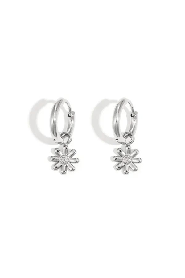 RVS oorbellen daisy
