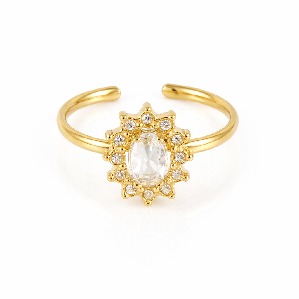 RVS ring witte steen