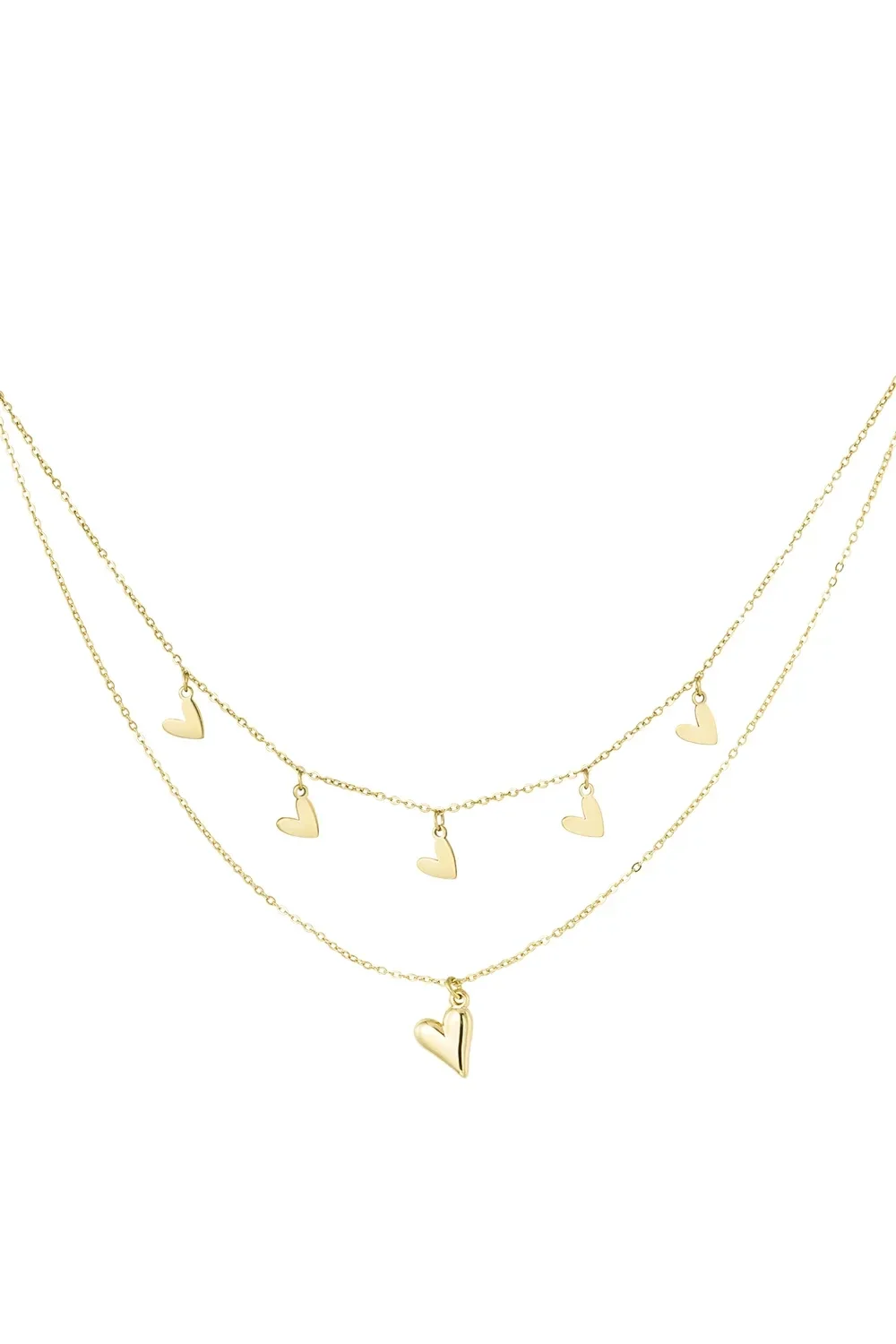 RVS ketting dubbel hartjes