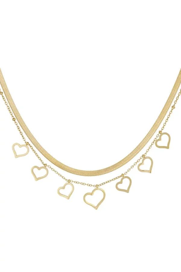 RVS ketting chunky heart