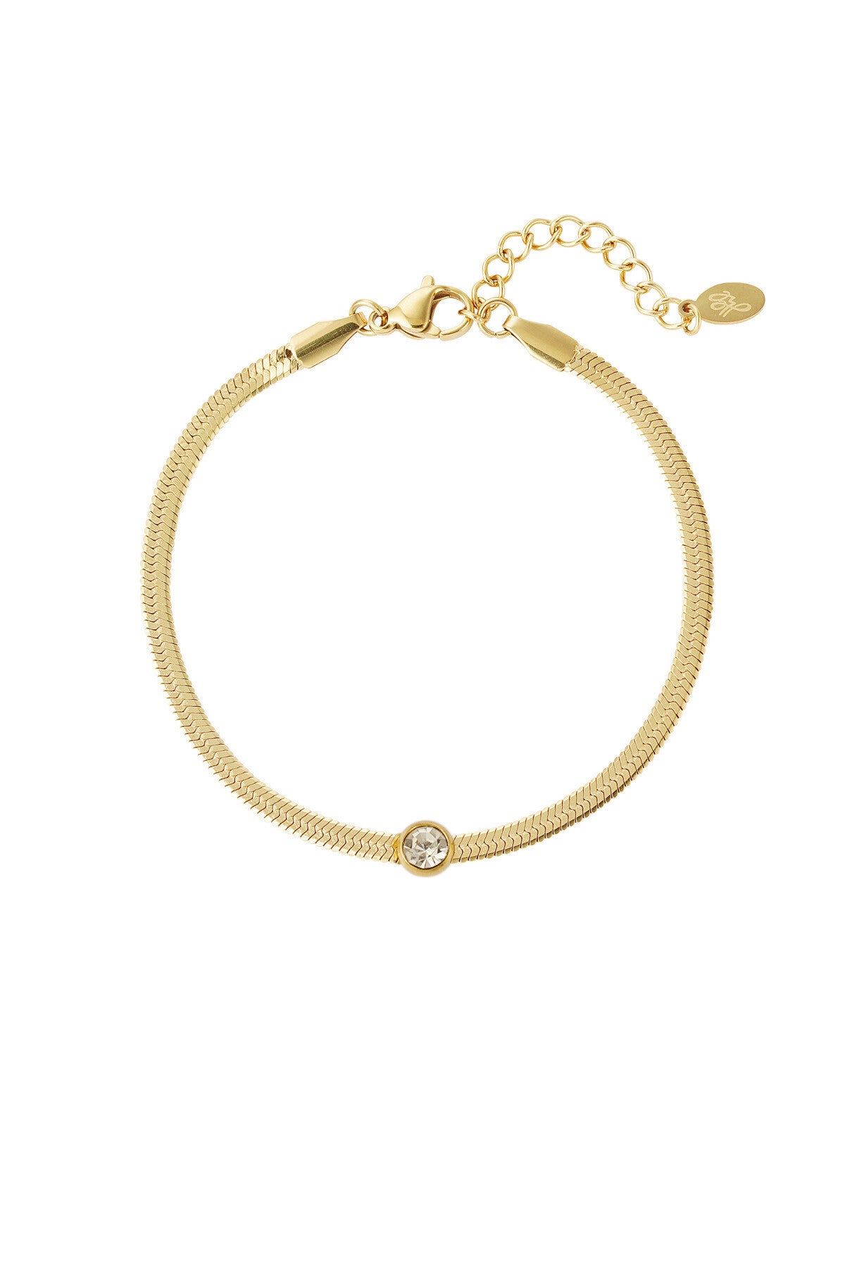 RVS armband plat met diamant