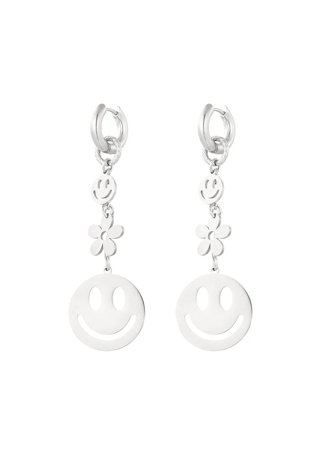 RVS oorbellen smiley
