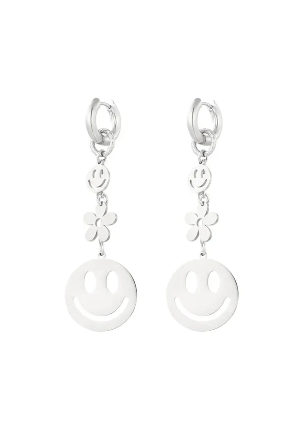 RVS oorbellen smiley