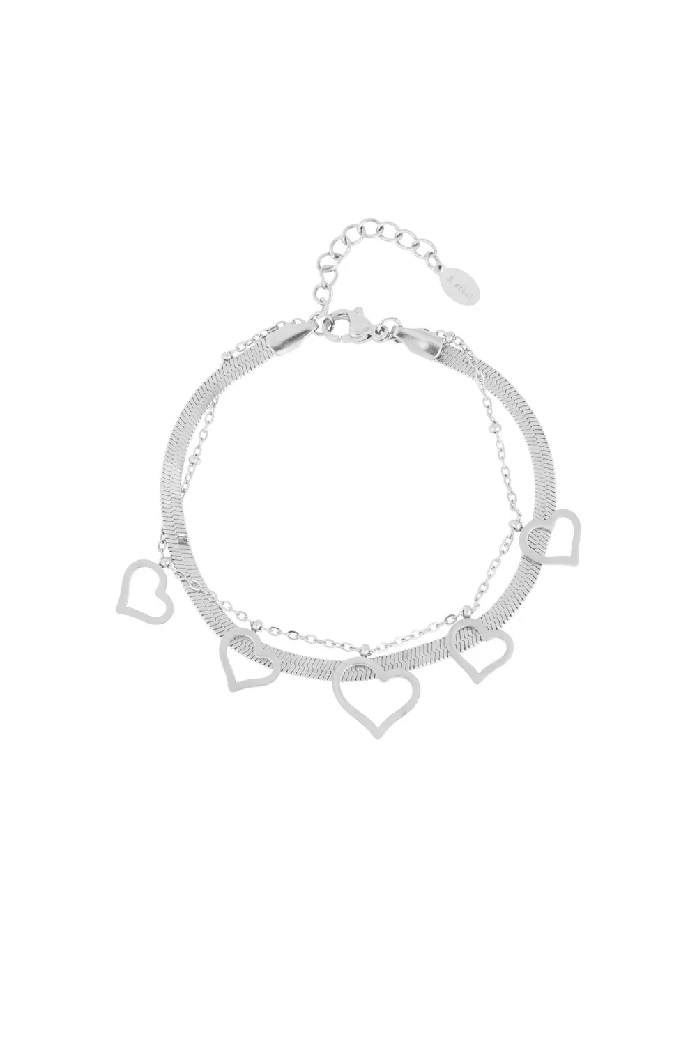 RVS armband chunky heart
