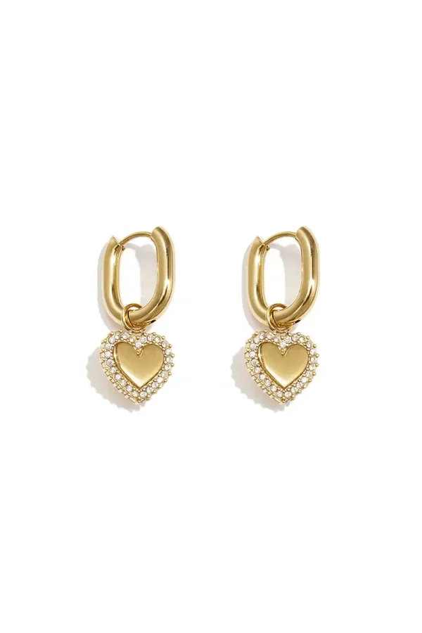 RVS oorbellen hartje met strass
