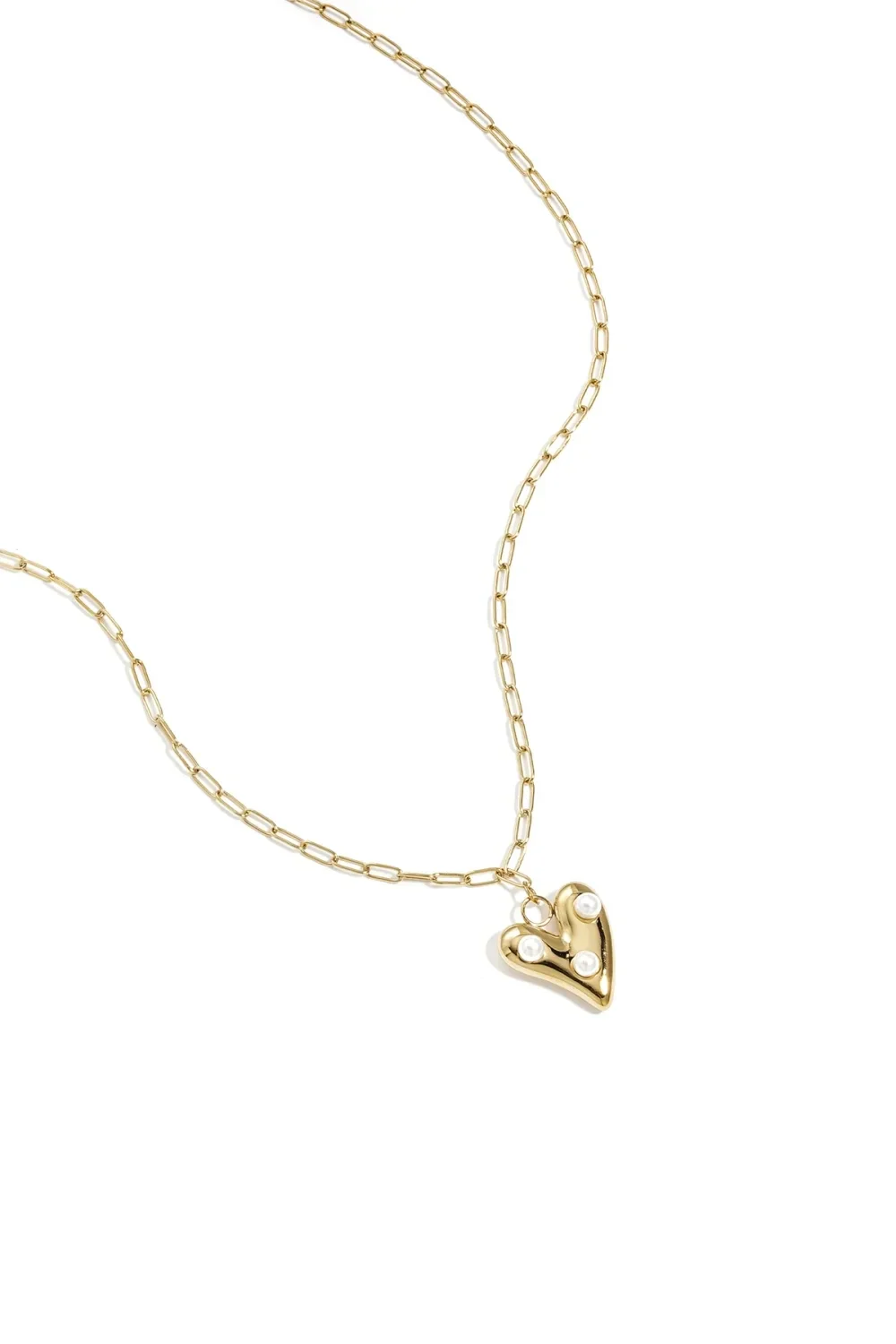 RVS ketting hart met parels