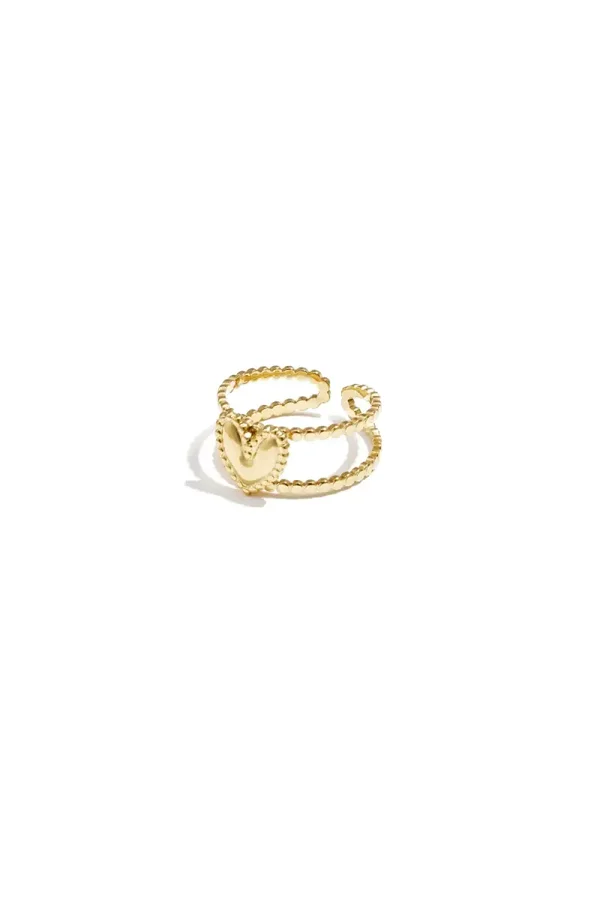 RVS dubbele ring met hart