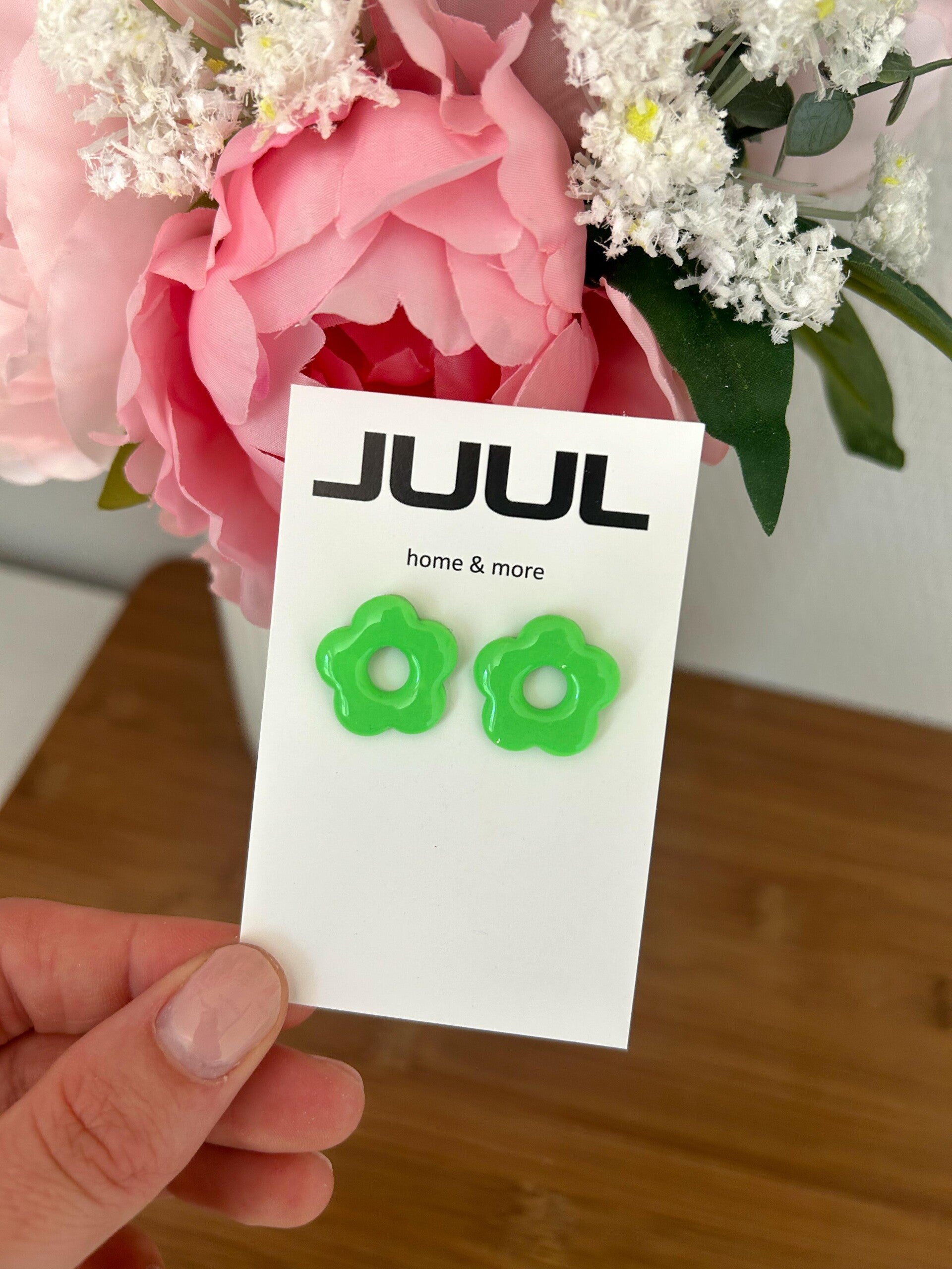 Neon bloem studs groen