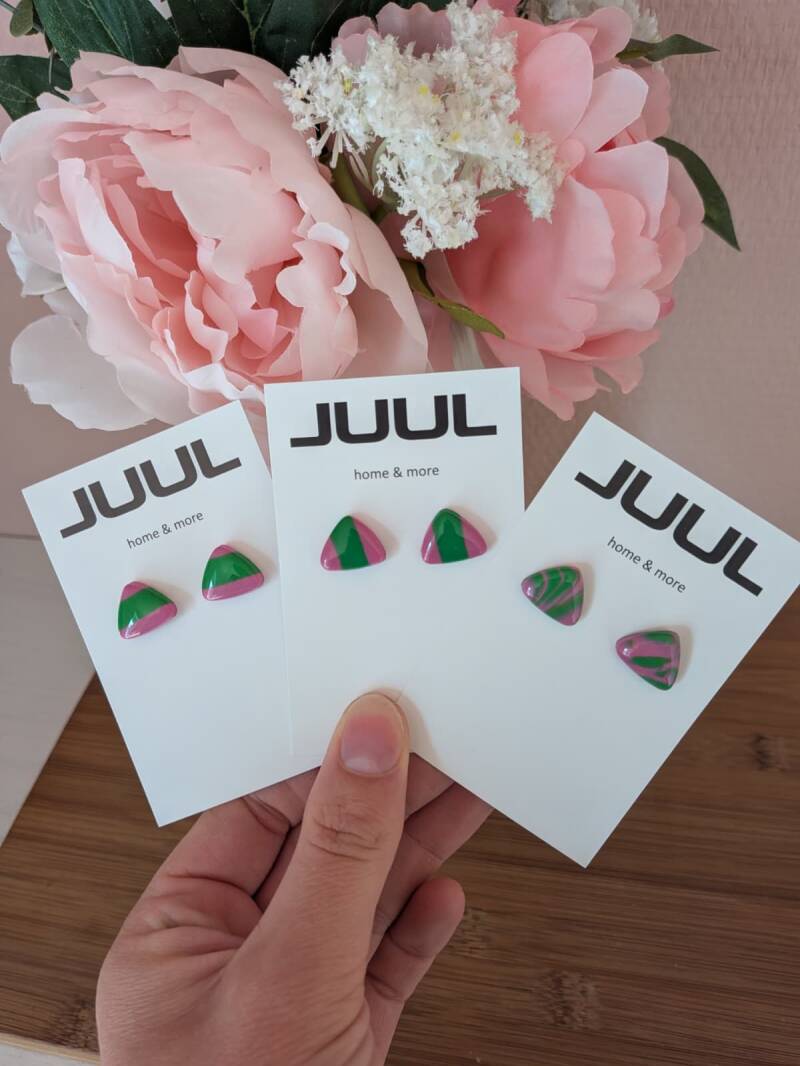 Zomer collectie groen/fuschia - studs