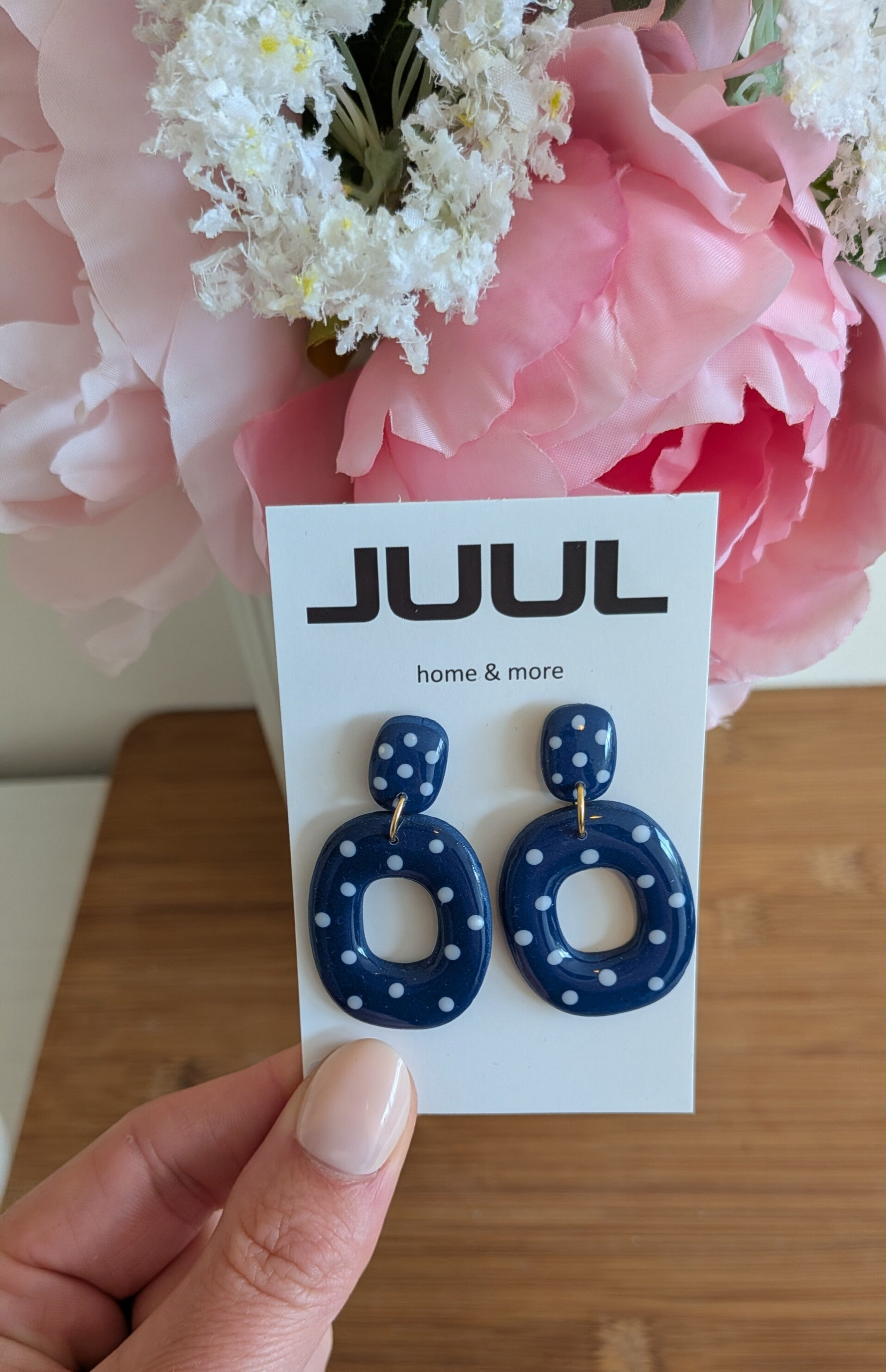 Polka dots donker blauw/wit - organisch
