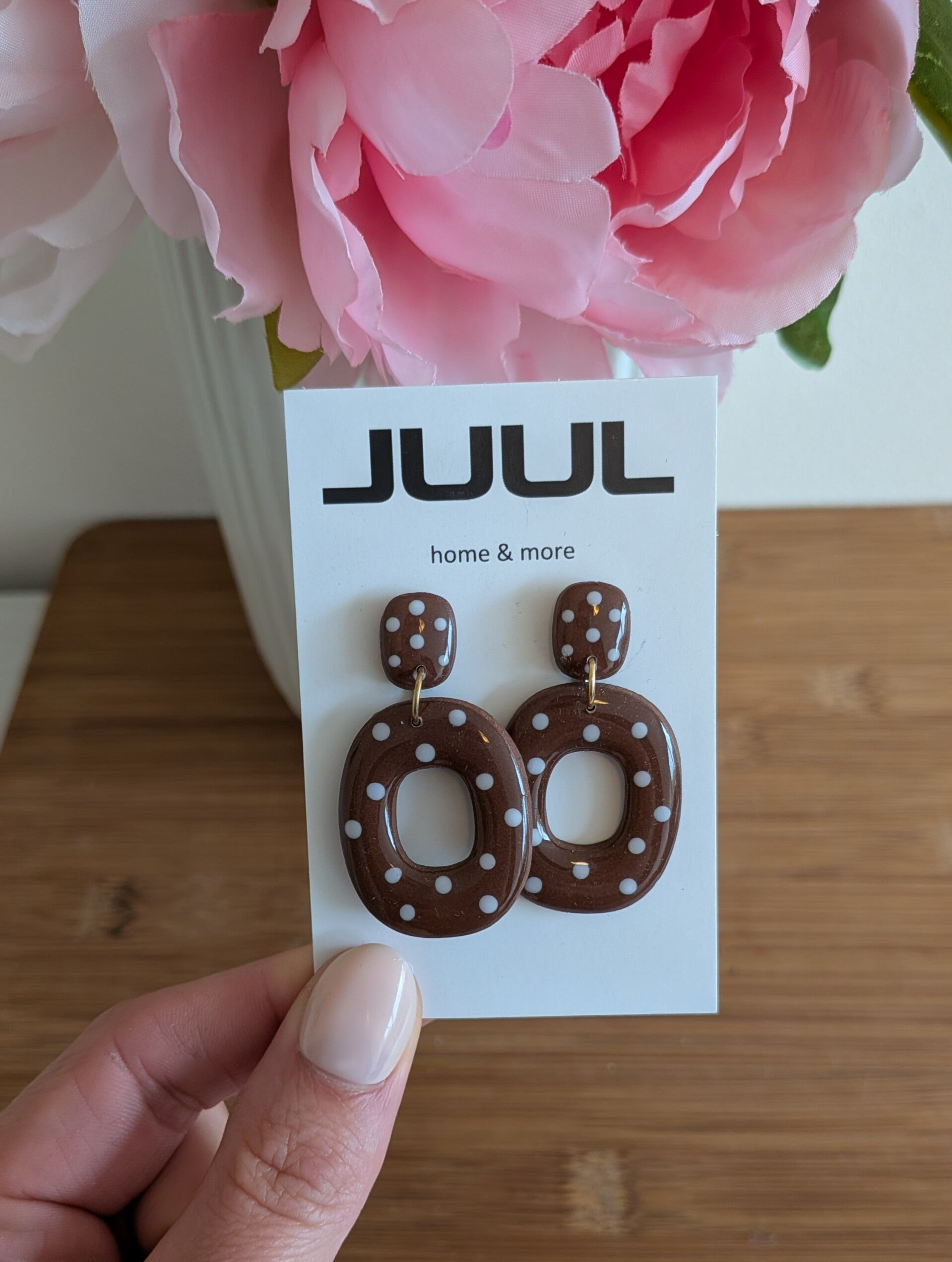 Polka dots bruin/wit - organisch