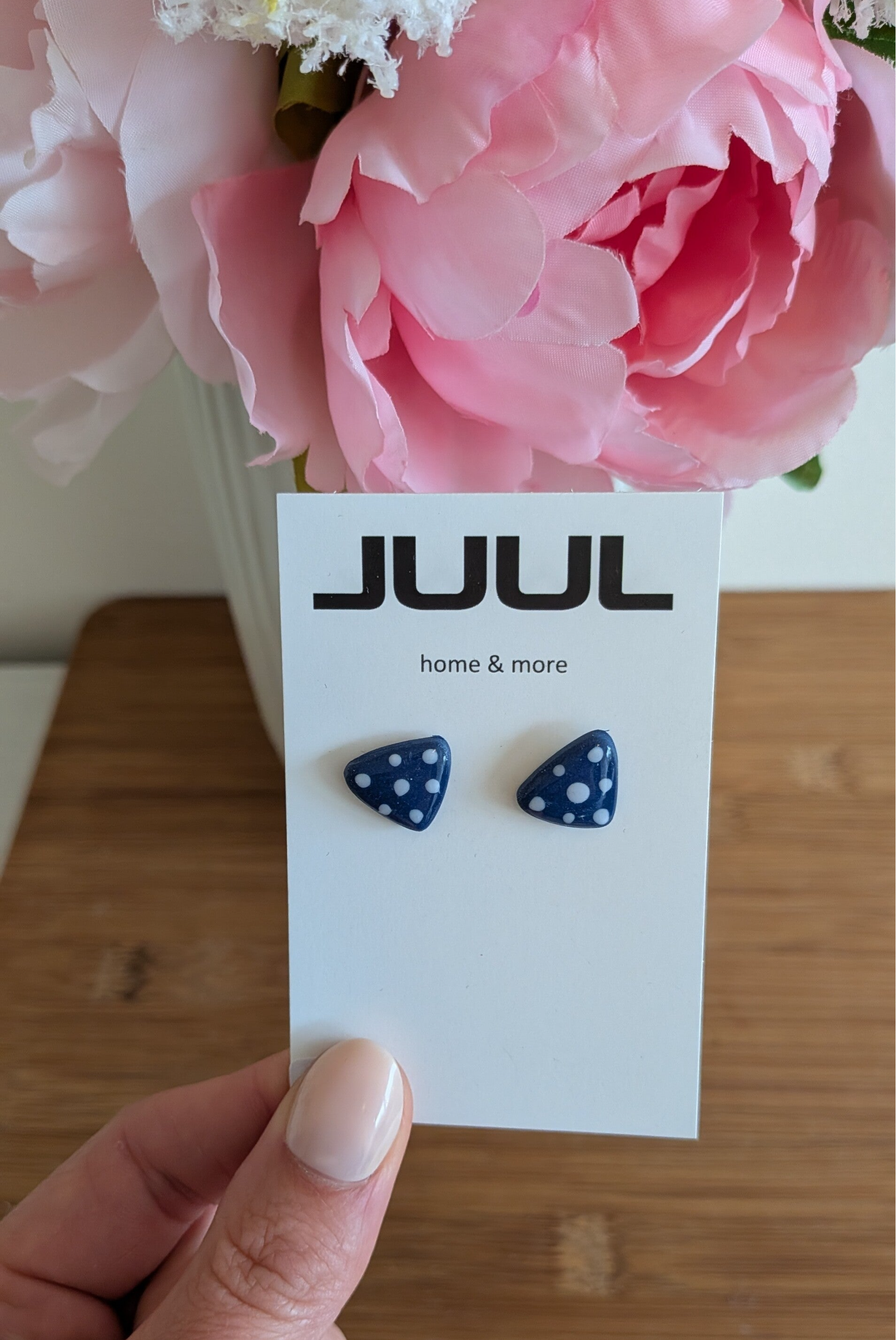 Polka dots donker blauw/wit - studs