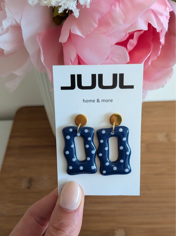Polka dots donker blauw/wit - organisch