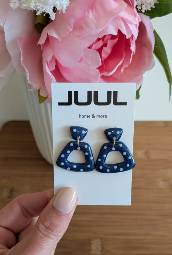 Polka dots donker blauw/wit - trapeze