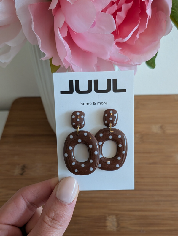 Polka dots bruin/wit - organisch