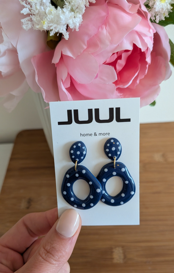 Polka dots donker blauw/wit - organisch