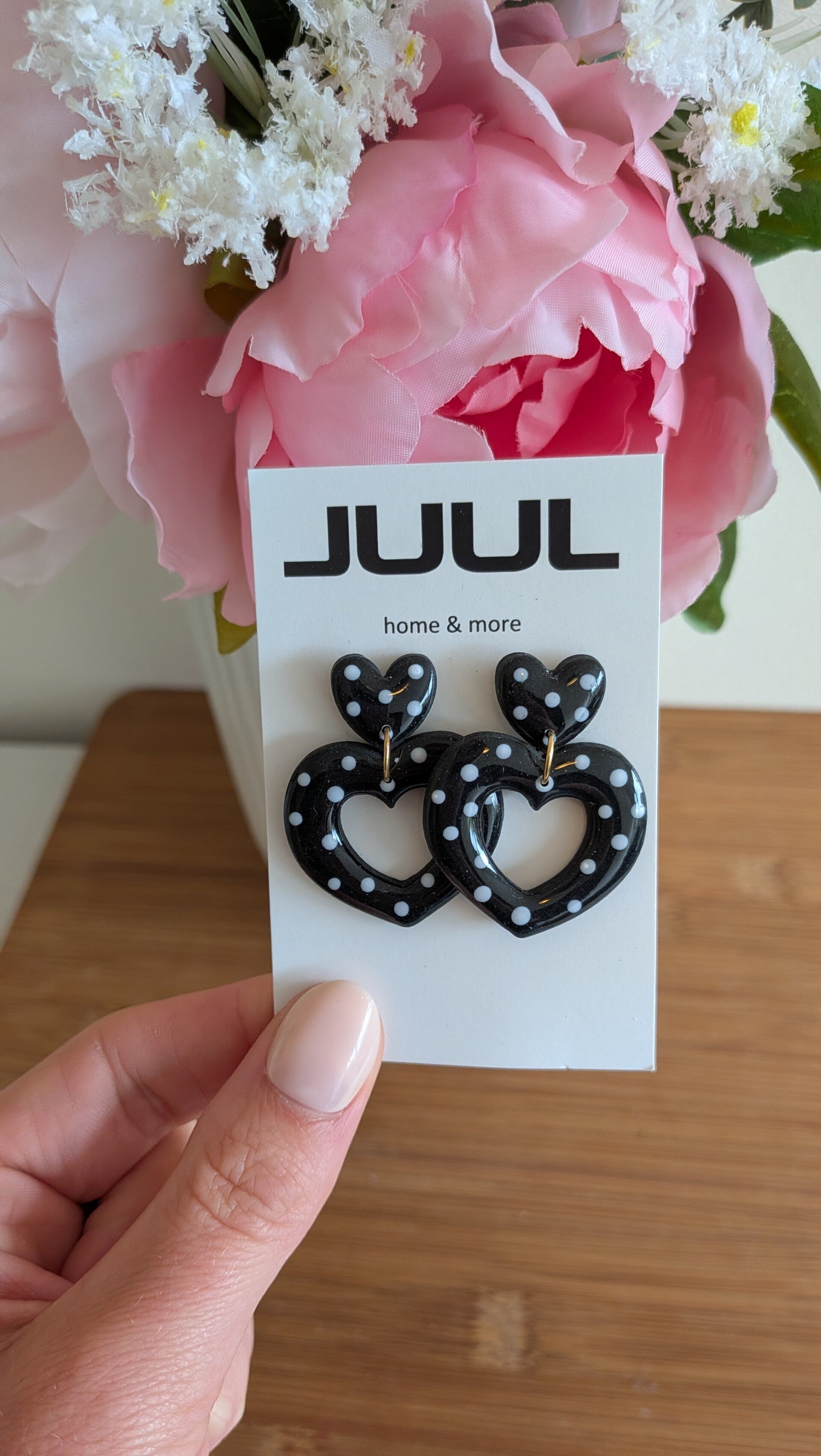 Polka dots zwart/wit - hart