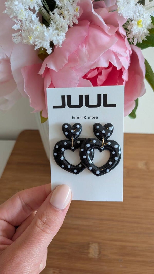 Polka dots zwart/wit - hart