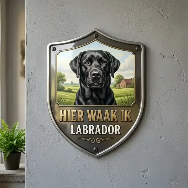 Acryl Waarschuwingsbord Labrador "Hier Waak Ik" – Schild 30x35cm
