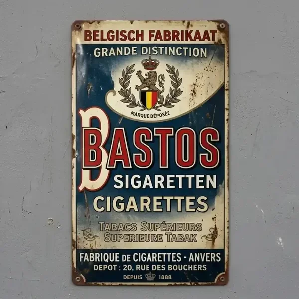 Bastos Sigaretten Metalen Wandbord - Vintage Belgische Reclame