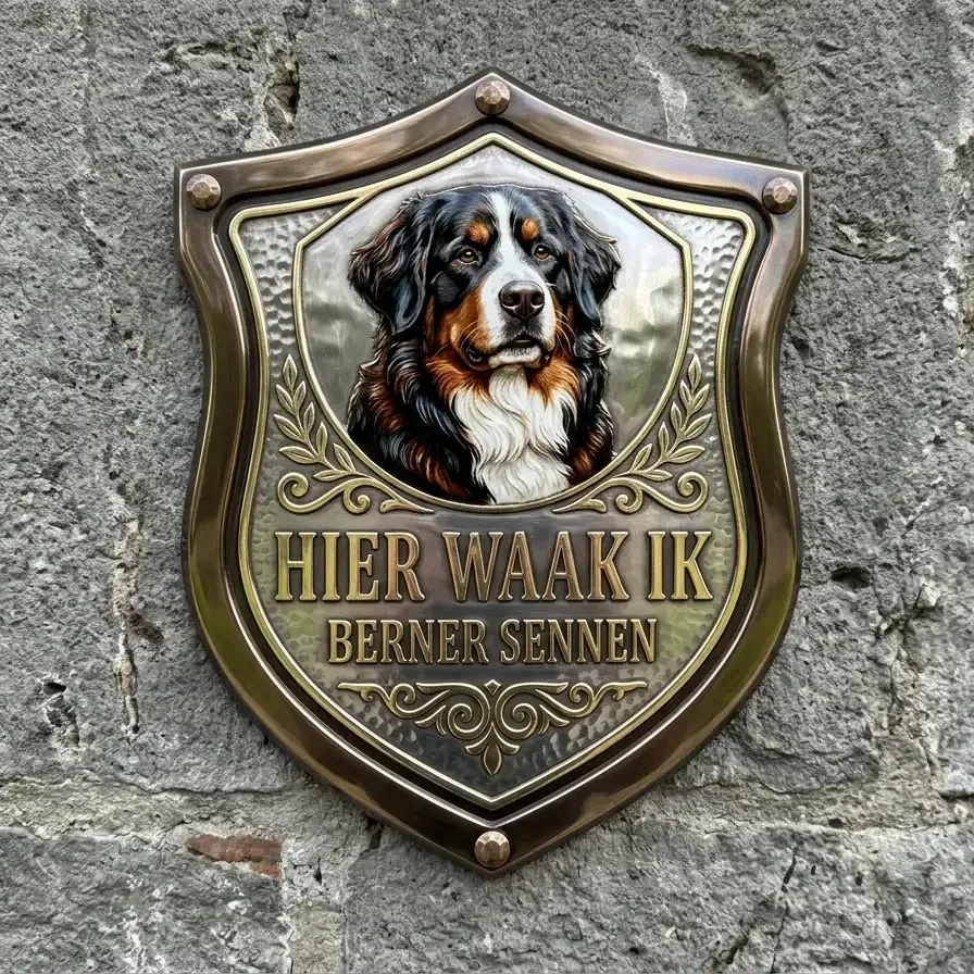 Hier Waak Ik - Berner Sennen Schild (30x35cm