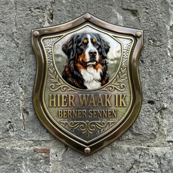 Hier Waak Ik - Berner Sennen Schild (30x35cm