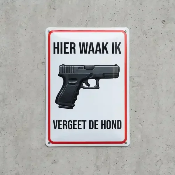 Metalen Bewakingsbord - Hier waak ik vergeet de hond