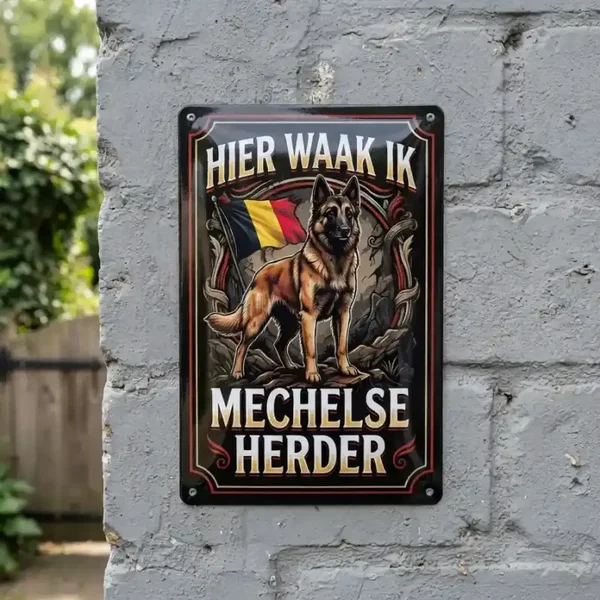 Metalen Bord Mechelse Herder Hier Waak Ik
