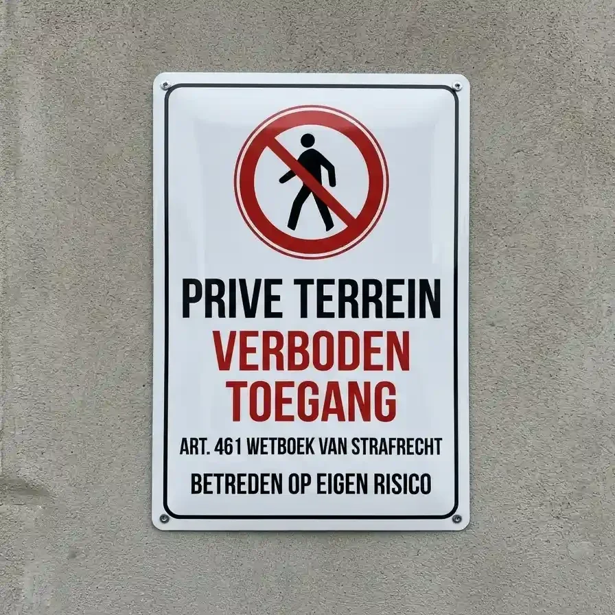 Metalen Bord Prive Terrein Verboden Toegang Art 461