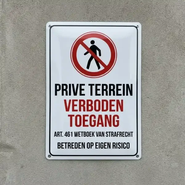 Metalen Bord Prive Terrein Verboden Toegang Art 461