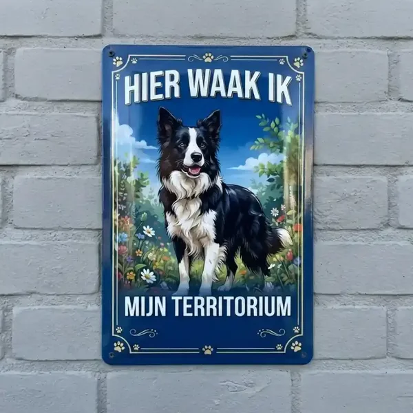 Metalen Bord Border Collie - Hier Waak Ik Mijn Territorium