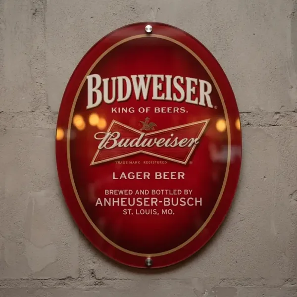 Budweiser Acryl Schild 4mm Oval 2 modellen