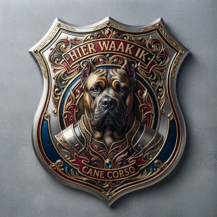 Cane Corso Waakschild  32x32 cm - Hier Waak Ik