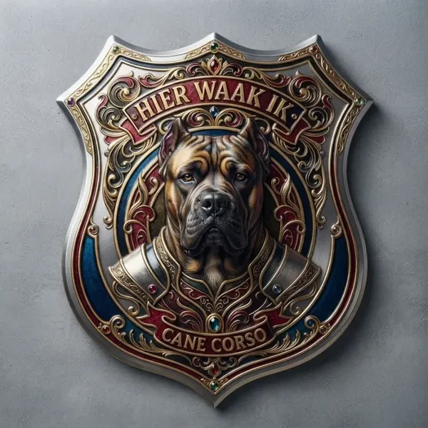 Cane Corso Waakschild  32x32 cm - Hier Waak Ik