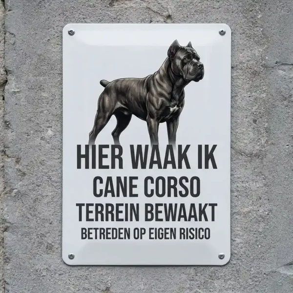 Cane Corso Waarschuwingsbord "Hier Waak Ik" - Metaal