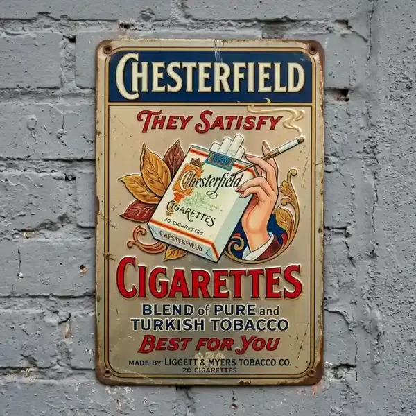 Chesterfield Cigarettes Vintage Metalen Bord