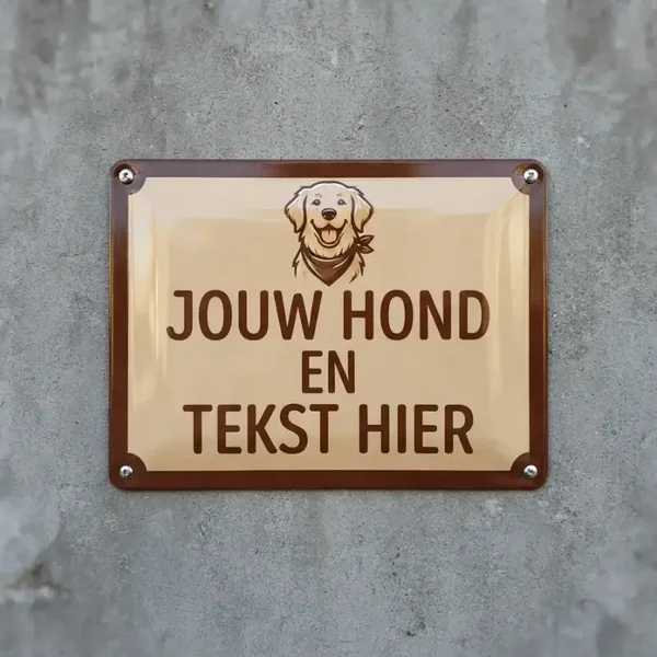 Persoonlijk Metalen Bewakingsbord met Eigen Hond en Tekst
