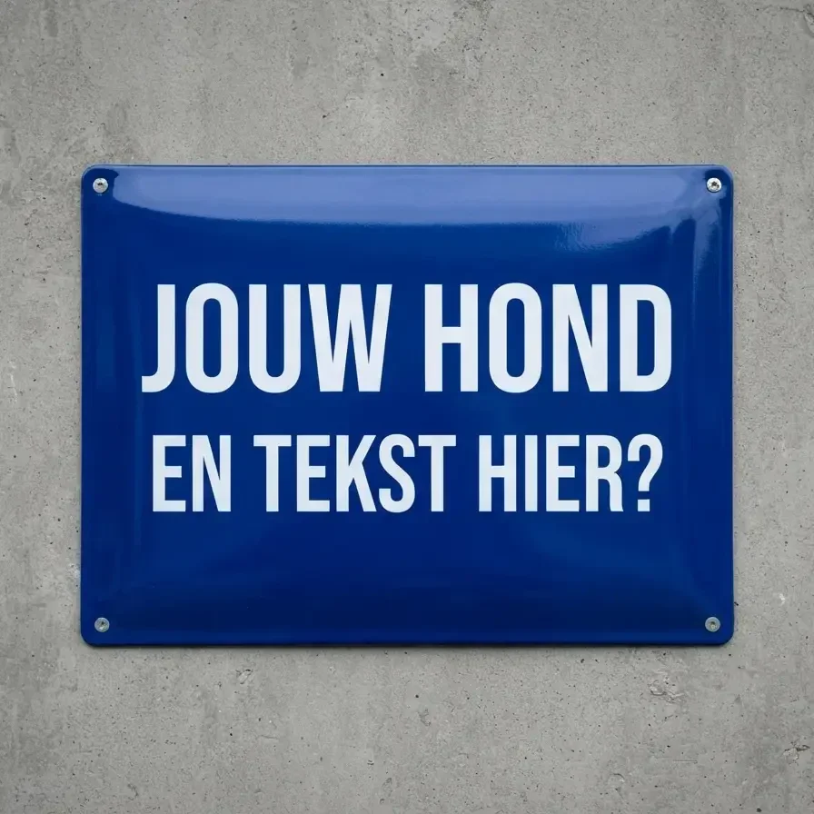 Bewakingsmetaalbord met eigen foto van hond en tekst