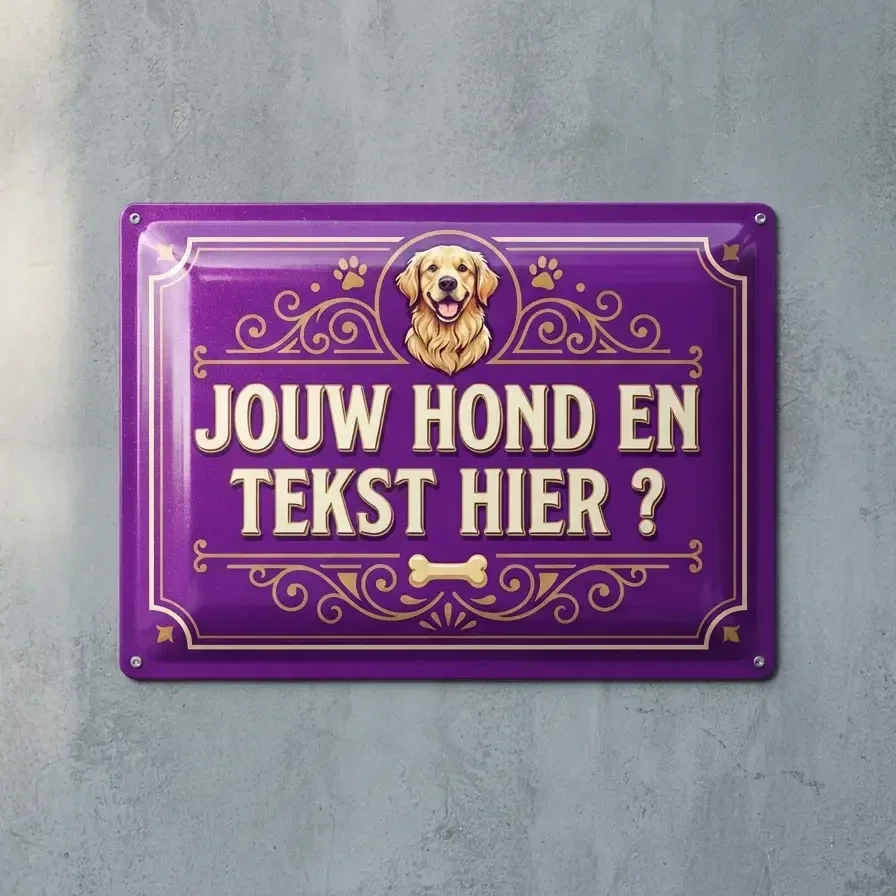 Gepersonaliseerd Bewakingsbord met Hondenfoto en Eigen Tekst