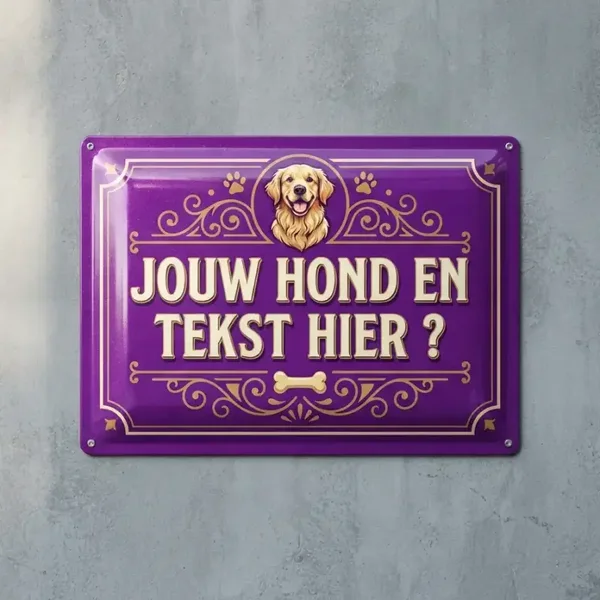 Gepersonaliseerd Bewakingsbord met Hondenfoto en Eigen Tekst