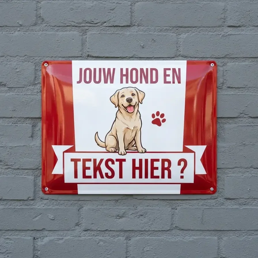 Persoonlijk Bewakingsbord met Hond - Eigen Tekst & Foto