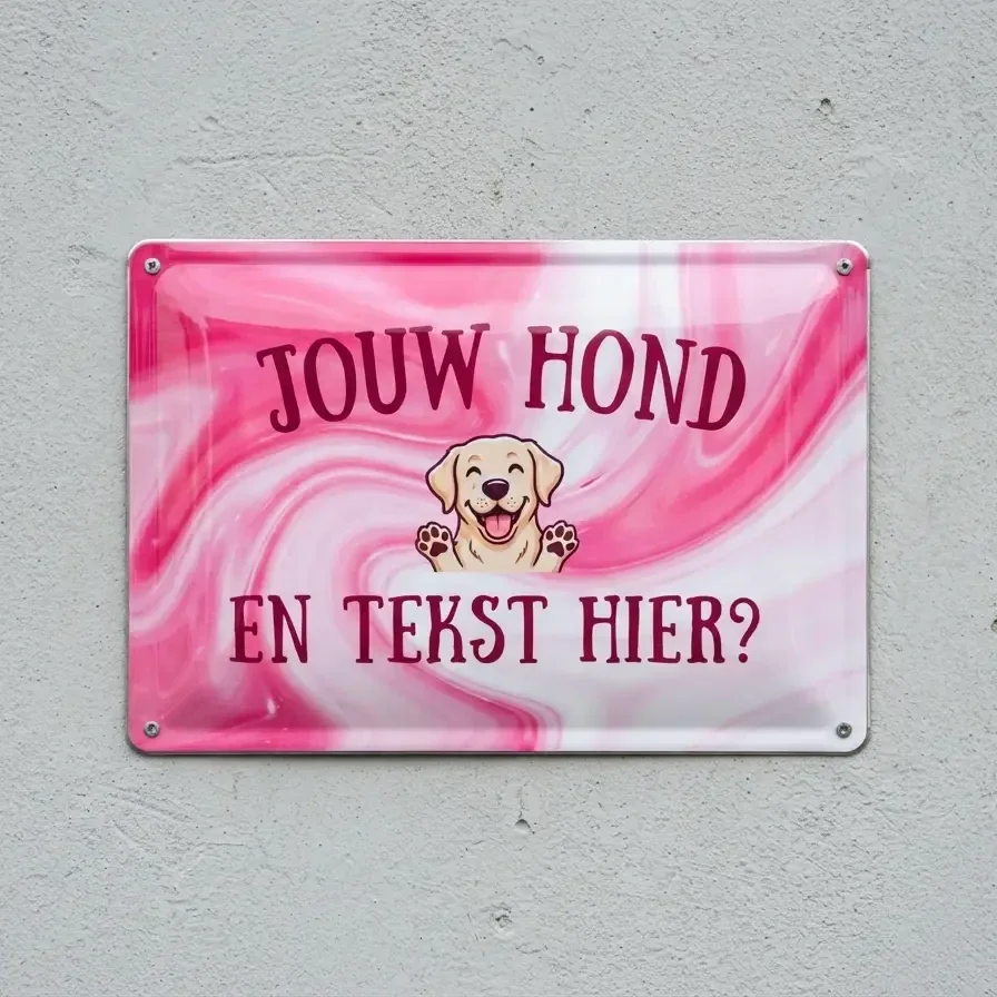 Gepersonaliseerd Metalen Bewakingsbord met Hond en Eigen Tekst