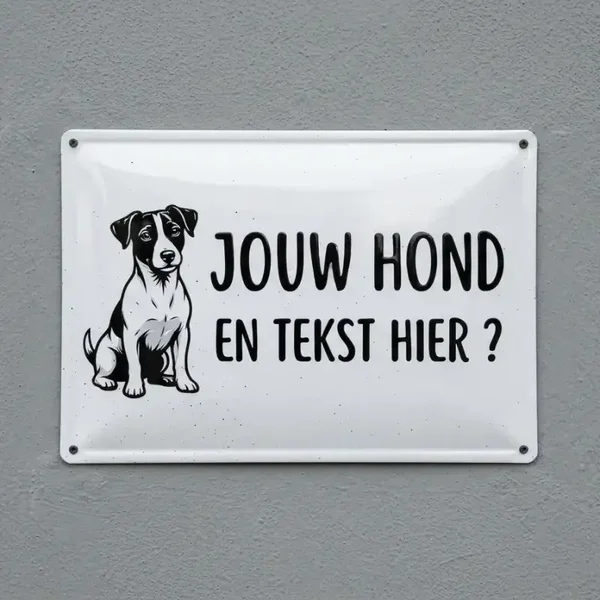 bewakingsbord met hond en eigen tekst