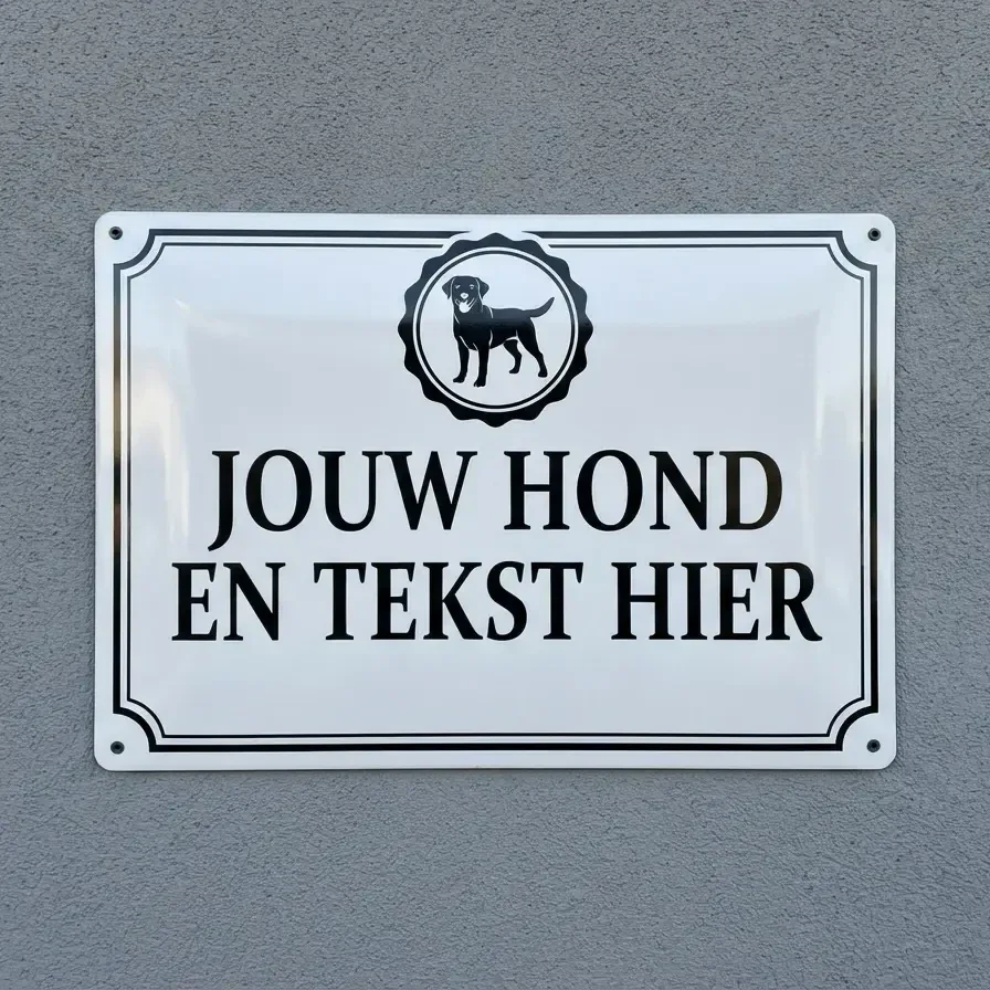 Metalen Bewakingsbord met Hondefoto en EIGEN Tekst