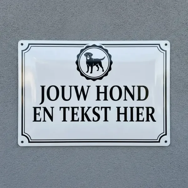 Metalen Bewakingsbord met Hondefoto en EIGEN Tekst