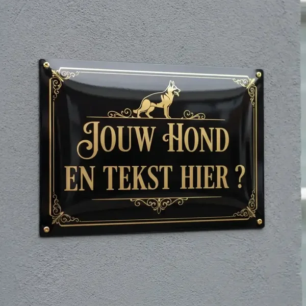 Persoonlijk Bewakingsbord met Eigen Hond en Tekst